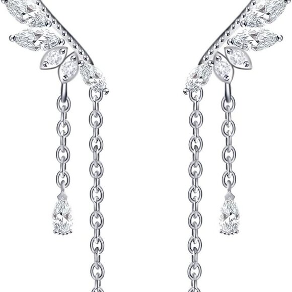 Jewelry - Angel's Wings Cubic Zirconia Ear Climber Dangle Earrings Women Jewelry